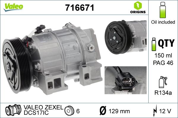 Valeo 716671 - Компресор, климатизация vvparts.bg