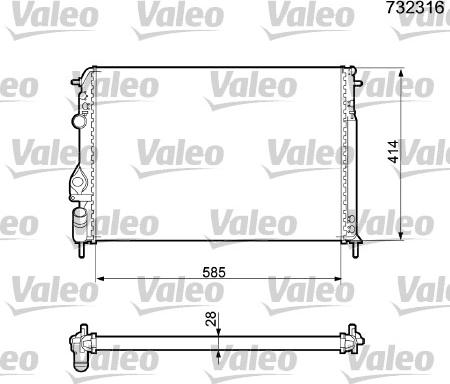 Valeo 732316 - Радиатор, охлаждане на двигателя vvparts.bg