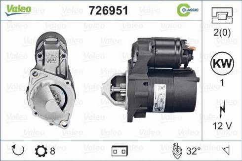 Valeo 726951 - Стартер vvparts.bg