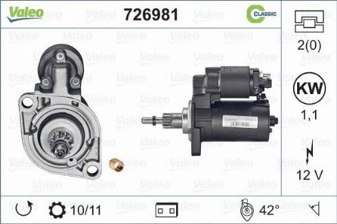 Valeo 726981 - Стартер vvparts.bg