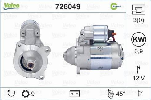 Valeo 726049 - Стартер vvparts.bg