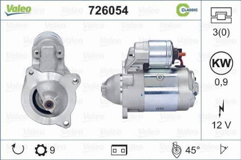 Valeo 726054 - Стартер vvparts.bg