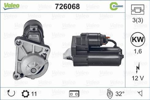 Valeo 726068 - Стартер vvparts.bg