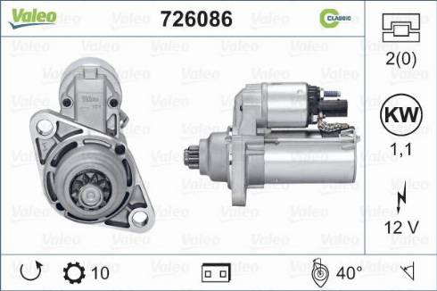 Valeo 726086 - Стартер vvparts.bg