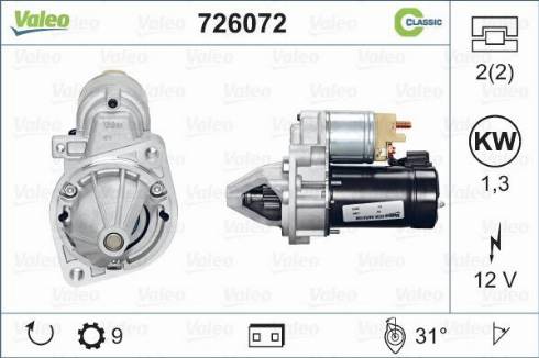 Valeo 726072 - Стартер vvparts.bg