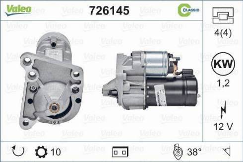 Valeo 726145 - Стартер vvparts.bg