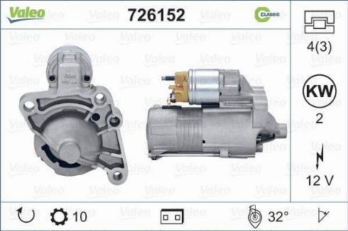 Valeo 726152 - Стартер vvparts.bg