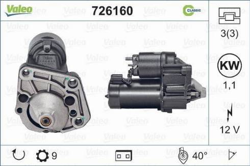 Valeo 726160 - Стартер vvparts.bg