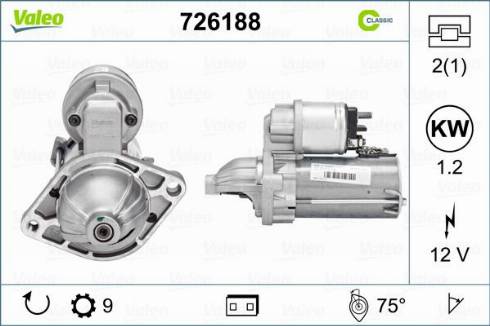 Valeo 726188 - Стартер vvparts.bg