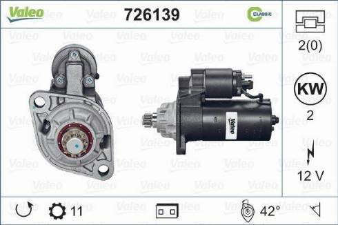 Valeo 726139 - Стартер vvparts.bg