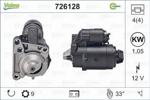 Valeo 726128 - Стартер vvparts.bg