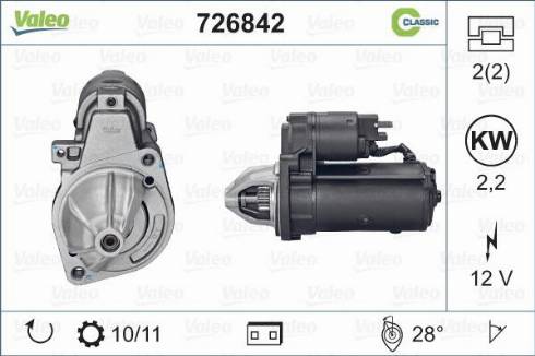 Valeo 726842 - Стартер vvparts.bg