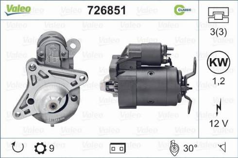 Valeo 726851 - Стартер vvparts.bg