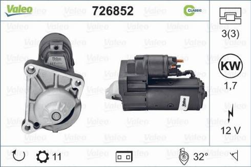 Valeo 726852 - Стартер vvparts.bg