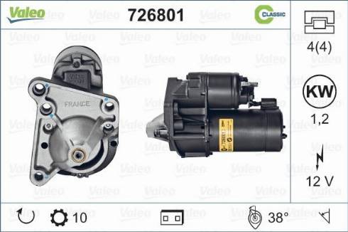 Valeo 726801 - Стартер vvparts.bg