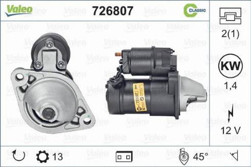 Valeo 726807 - Стартер vvparts.bg