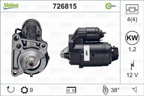 Valeo 726815 - Стартер vvparts.bg