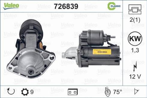 Valeo 726839 - Стартер vvparts.bg