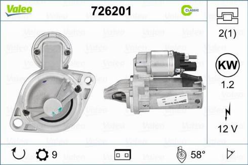 Valeo 726201 - Стартер vvparts.bg