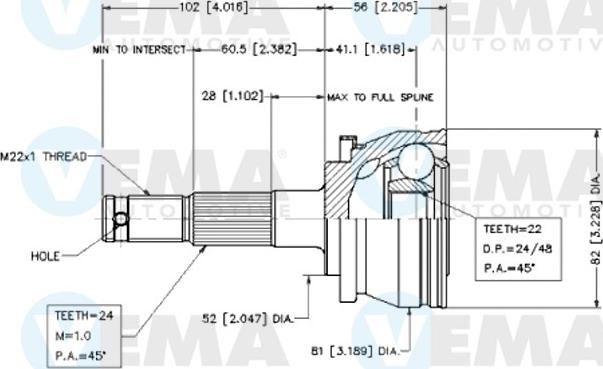 VEMA 18448 - Каре комплект, полуоска vvparts.bg