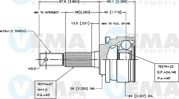 VEMA 18443 - Каре комплект, полуоска vvparts.bg