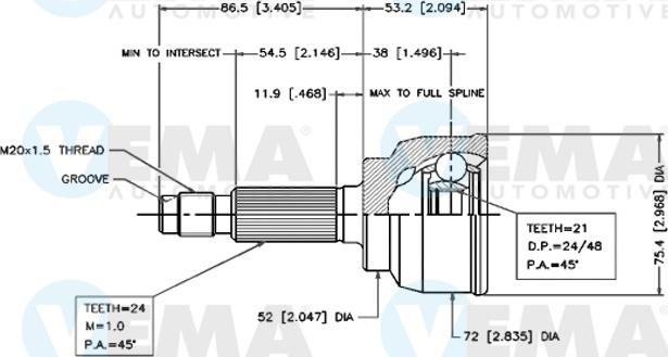 VEMA 18442 - Каре комплект, полуоска vvparts.bg