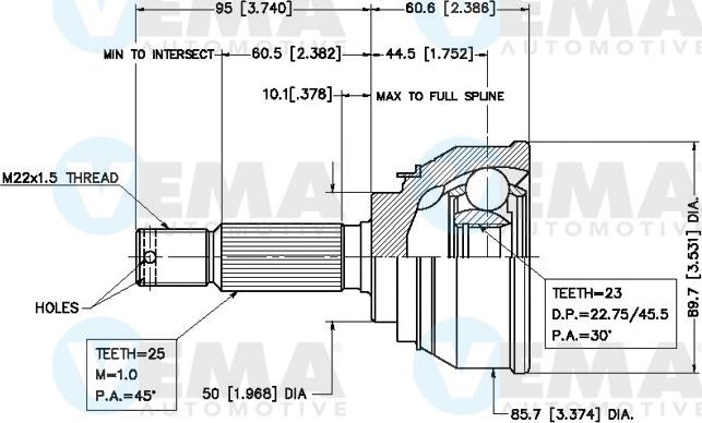 VEMA 18450 - Каре комплект, полуоска vvparts.bg