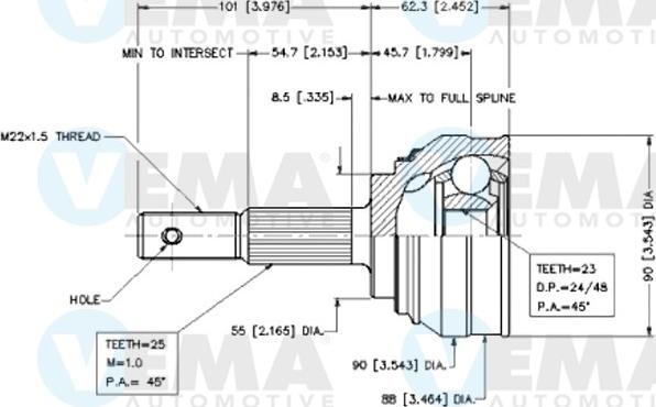 VEMA 18458 - Каре комплект, полуоска vvparts.bg