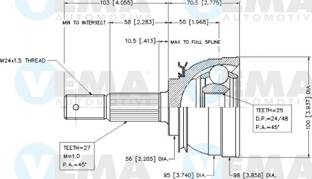 VEMA 18452 - Каре комплект, полуоска vvparts.bg