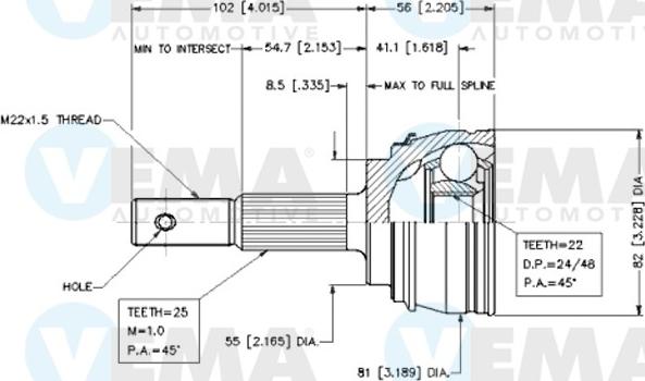 VEMA 18461 - Каре комплект, полуоска vvparts.bg