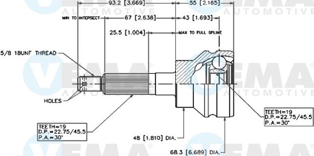 VEMA 18403 - Каре комплект, полуоска vvparts.bg