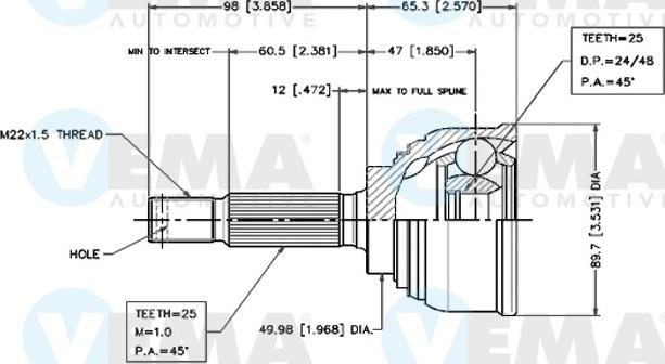 VEMA 18439 - Каре комплект, полуоска vvparts.bg