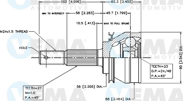 VEMA 18436 - Каре комплект, полуоска vvparts.bg