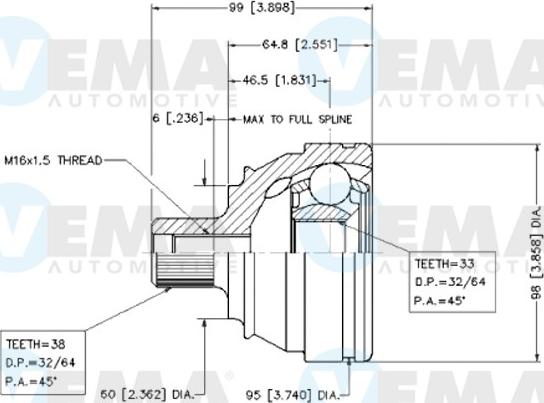 VEMA 18430 - Каре комплект, полуоска vvparts.bg