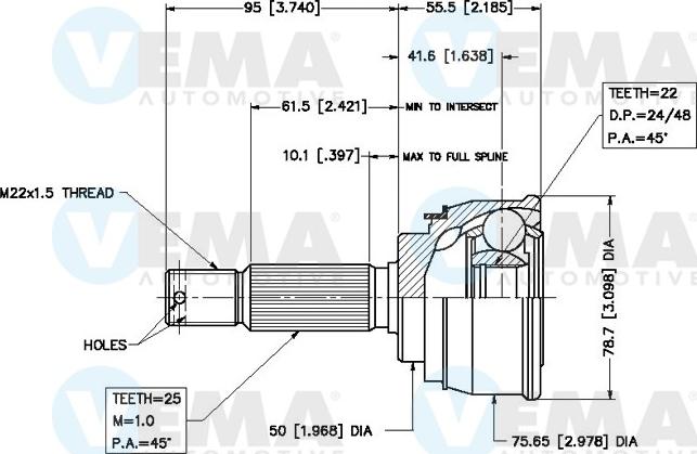 VEMA 18433 - Каре комплект, полуоска vvparts.bg