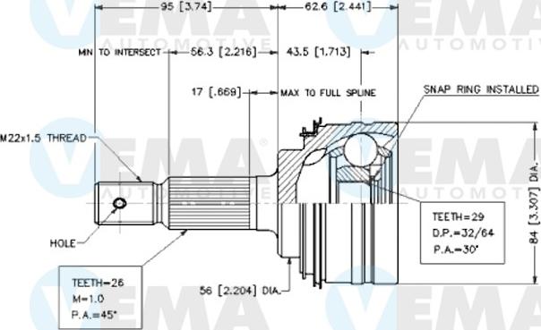 VEMA 18428 - Каре комплект, полуоска vvparts.bg