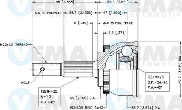 VEMA 18581 - Каре комплект, полуоска vvparts.bg