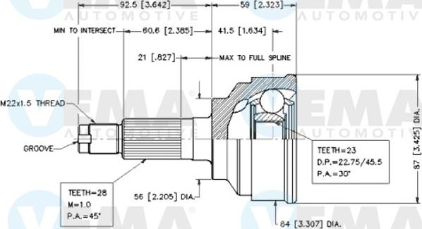 VEMA 18588 - Каре комплект, полуоска vvparts.bg