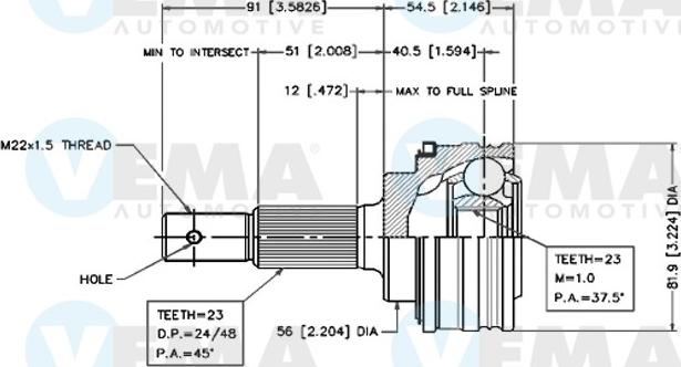 VEMA 18531 - Каре комплект, полуоска vvparts.bg