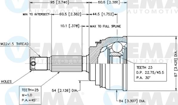 VEMA 18576 - Каре комплект, полуоска vvparts.bg