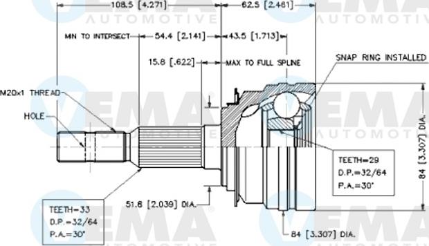 VEMA 18572 - Каре комплект, полуоска vvparts.bg