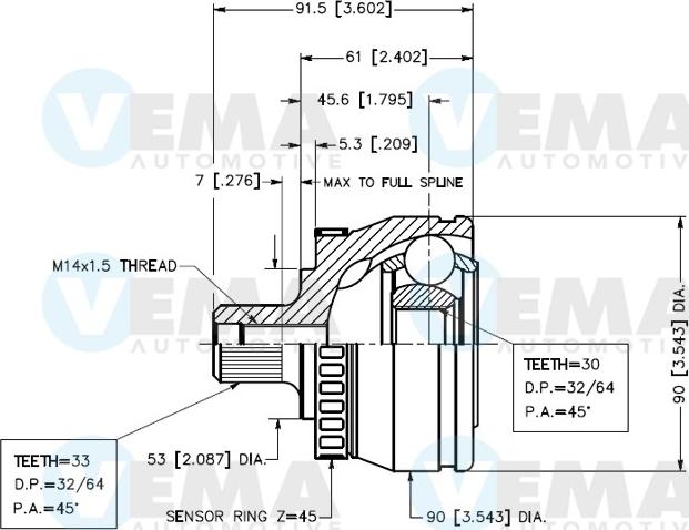 VEMA 18644 - Каре комплект, полуоска vvparts.bg