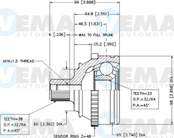 VEMA 18613 - Каре комплект, полуоска vvparts.bg