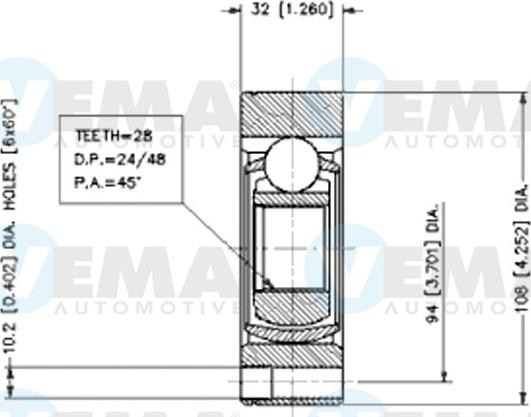 VEMA 18686 - Каре комплект, полуоска vvparts.bg