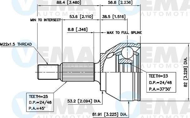 VEMA 18817 - Каре комплект, полуоска vvparts.bg