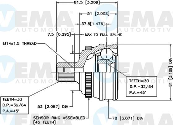 VEMA 18294 - Каре комплект, полуоска vvparts.bg