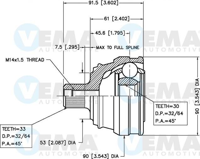 VEMA 18290 - Каре комплект, полуоска vvparts.bg