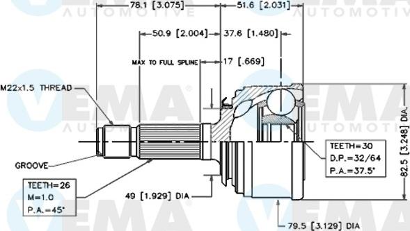 VEMA 18297 - Каре комплект, полуоска vvparts.bg