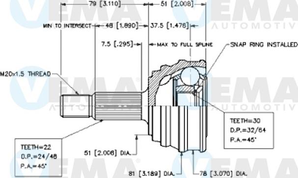 VEMA 18239 - Каре комплект, полуоска vvparts.bg