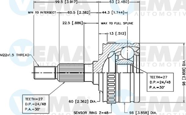 VEMA 18776 - Каре комплект, полуоска vvparts.bg